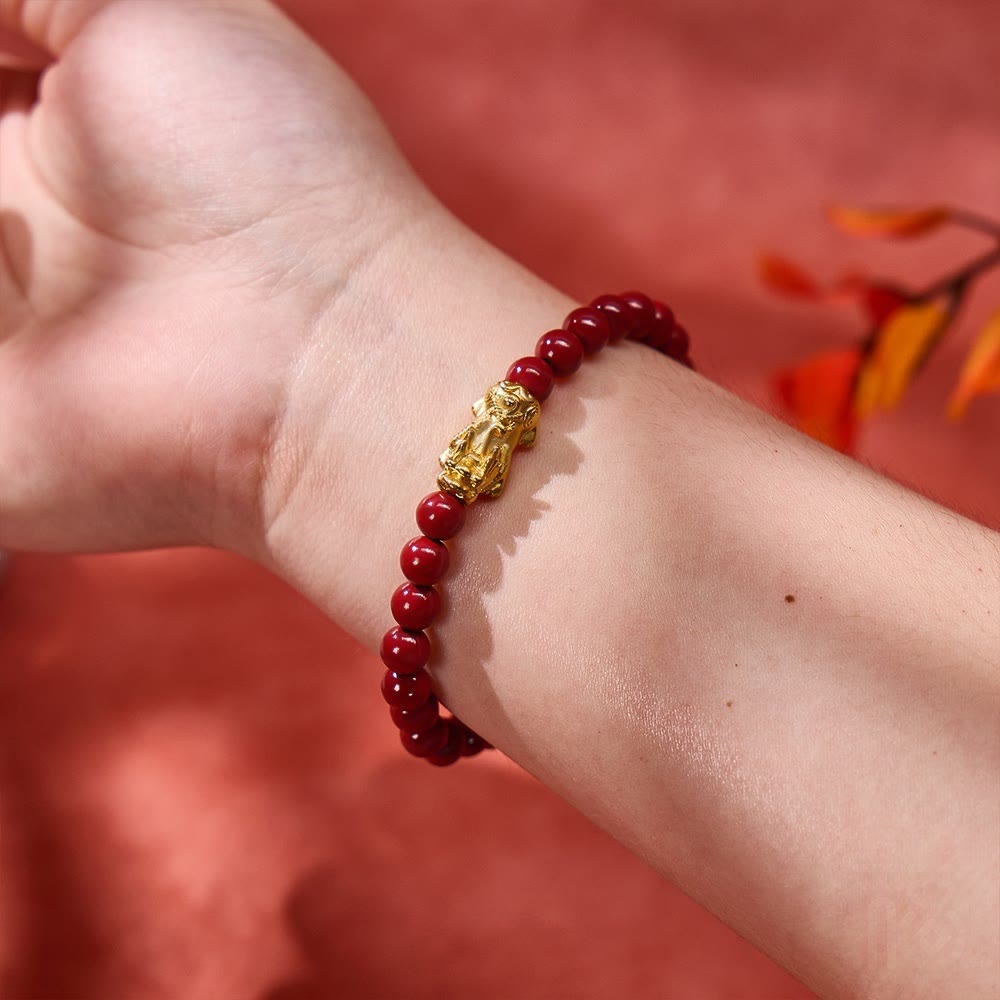 FuAttract Vermilion Guardian - Natural Cinnabar Beads Pixiu Protection Bracelet - image 5