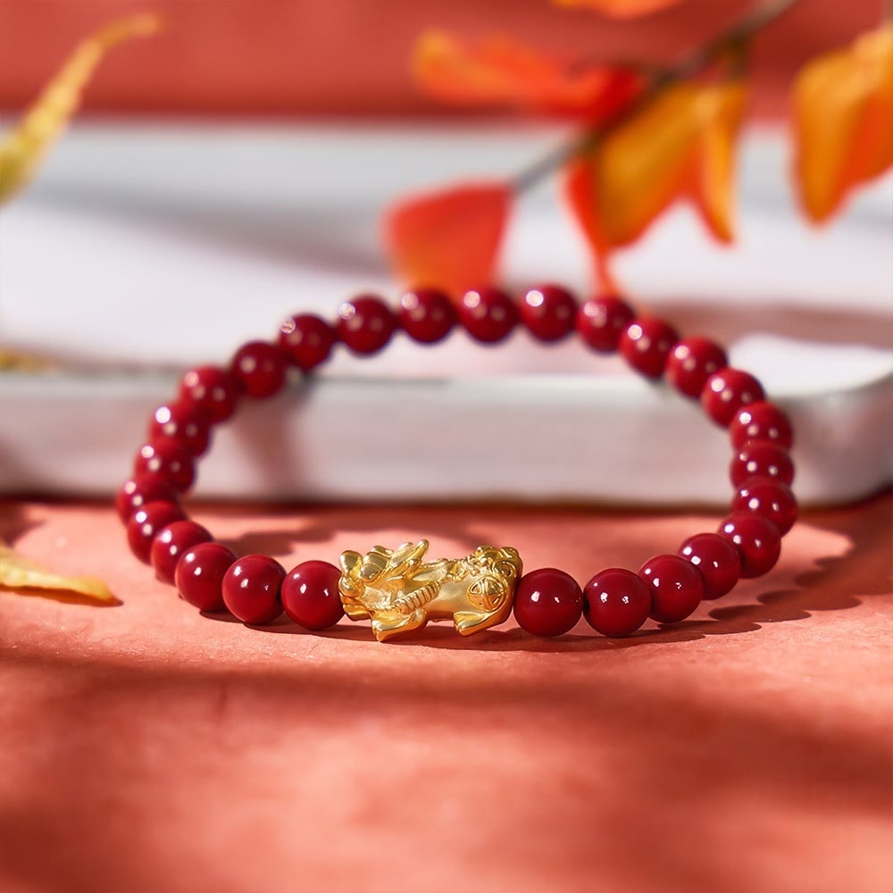 FuAttract Vermilion Guardian - Natural Cinnabar Beads Pixiu Protection Bracelet - Cinnabar - image 0