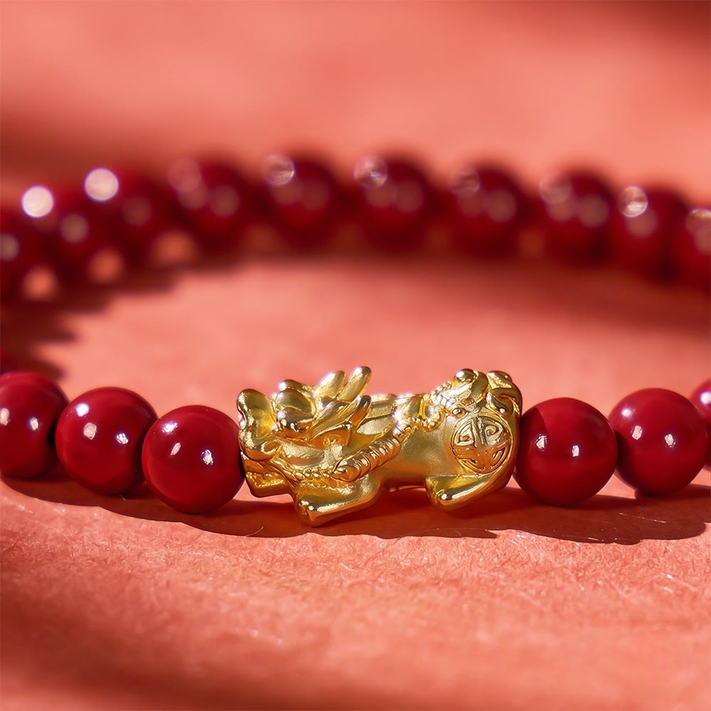 FuAttract Vermilion Guardian - Natural Cinnabar Beads Pixiu Protection Bracelet - image 3