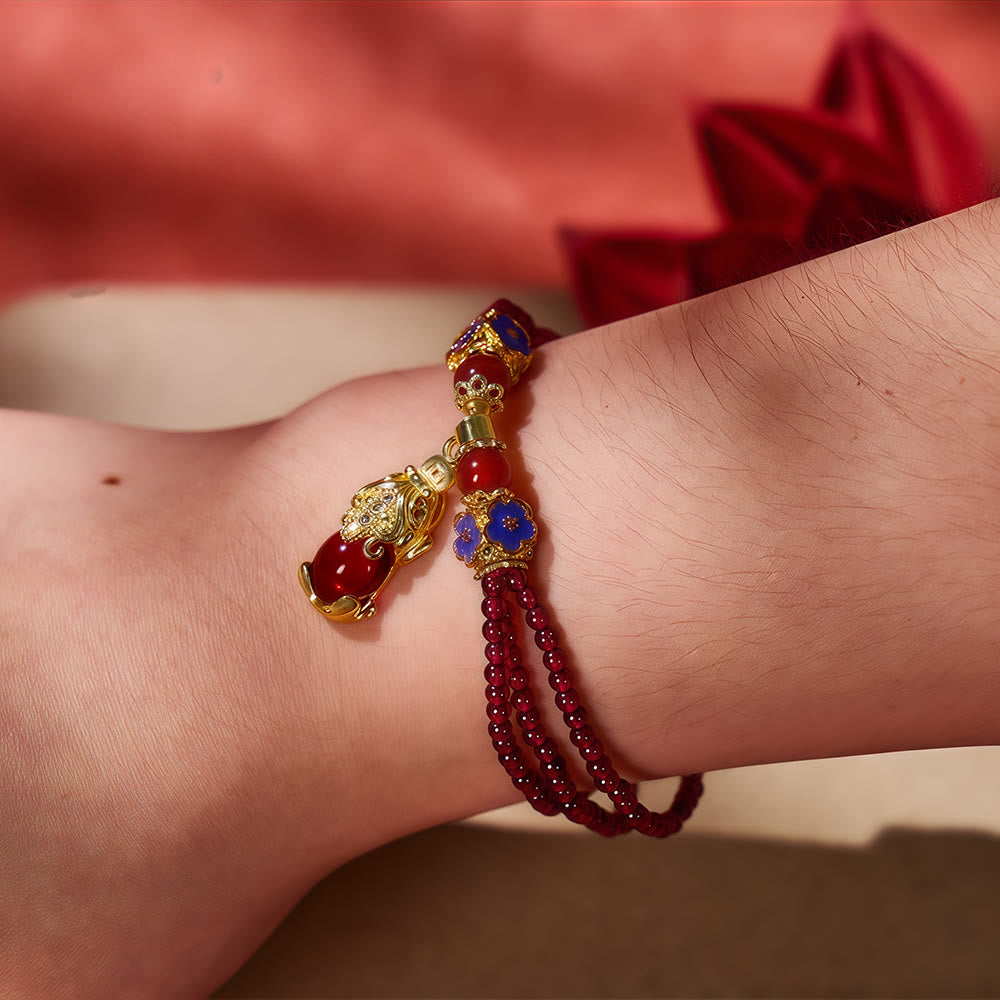 FuAttract Garnet Abundance Strand - Multi-Layer Pixiu Wealth Bracelet - image 4