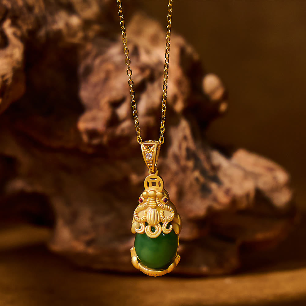 FuAttract Harmony Essence – Natural Hetian Jade & Sterling Silver Pixiu Necklace - Hetian Jade - image 0
