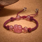 FuAttract Pink Craftsman - Adjustable Handwoven Strawberry Quartz Pixiu String Bracelet - image 2