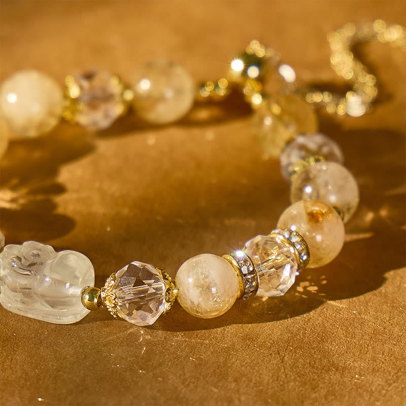 FuAttract Luck Anchor - Citrine & Citrine Pyramid Pixiu Bracelet with Adjustable Pull Cord - image 4