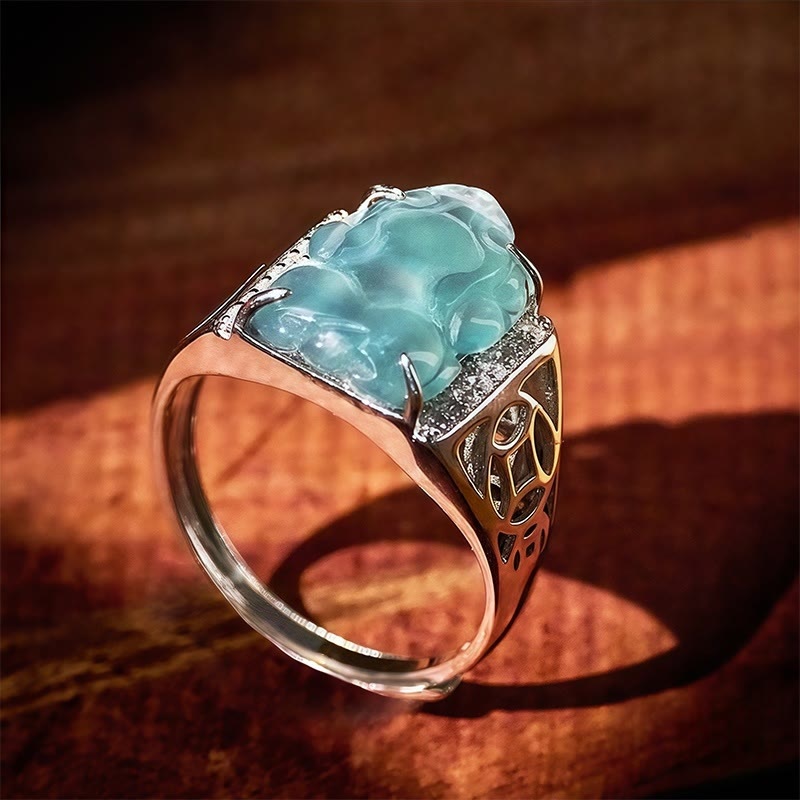 FuAttract Eternal Guardian - Ice Jade Pixiu Adjustable Sterling Silver Ring - image 10