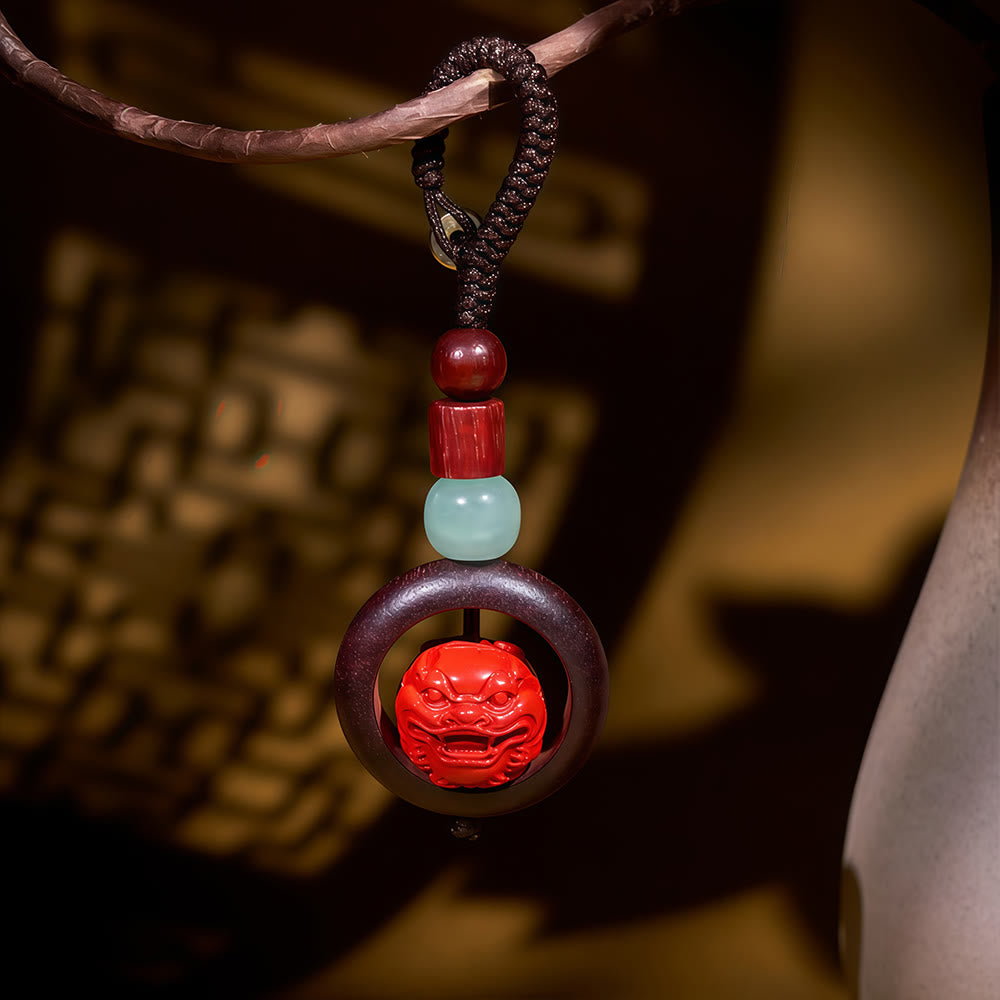FuAttract Protection & Harmony - Cinnabar Sandalwood Om Mani Padme Hum Pixiu Key Chain - PiXiu - image 0