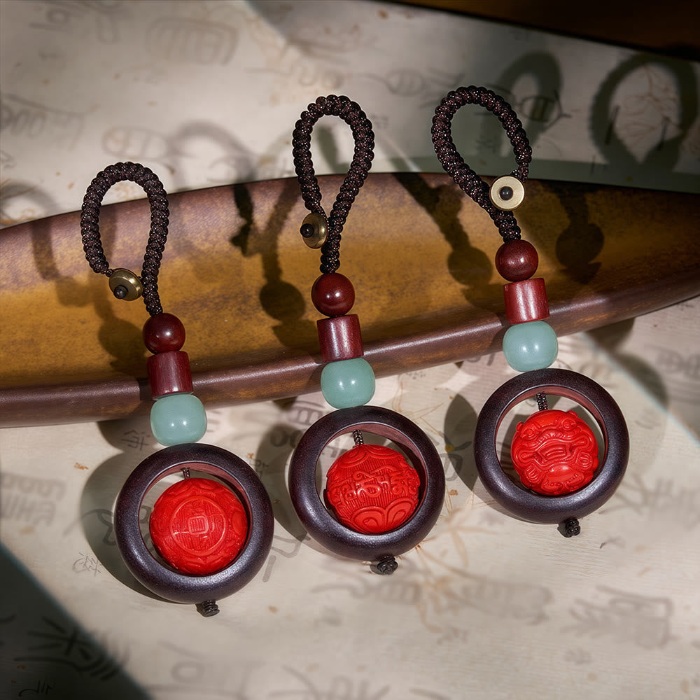 FuAttract Protection & Harmony - Cinnabar Sandalwood Om Mani Padme Hum Pixiu Key Chain - image 3