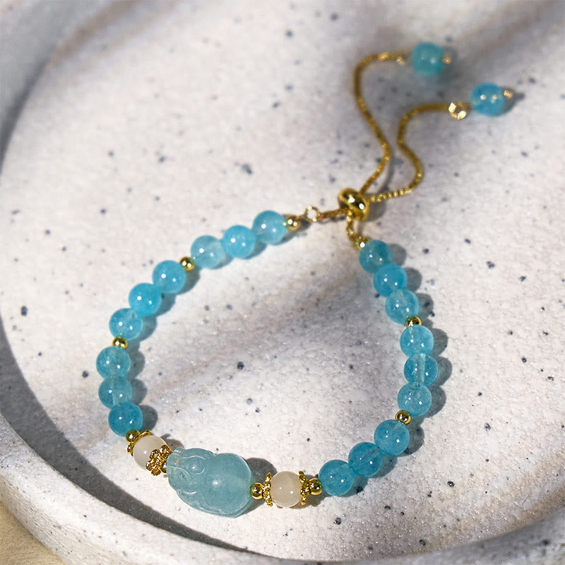 FuAttract Abundance & Healing Crystal Bracelet – Aquamarine, Strawberry Quartz & Pixiu - image 11