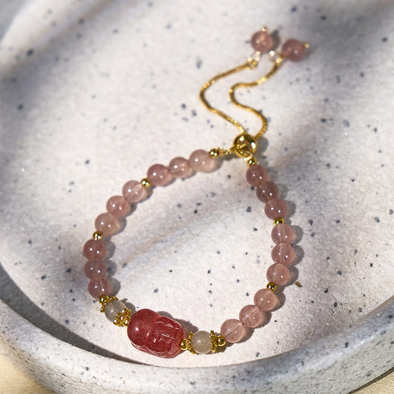 FuAttract Abundance & Healing Crystal Bracelet – Aquamarine, Strawberry Quartz & Pixiu - image 15