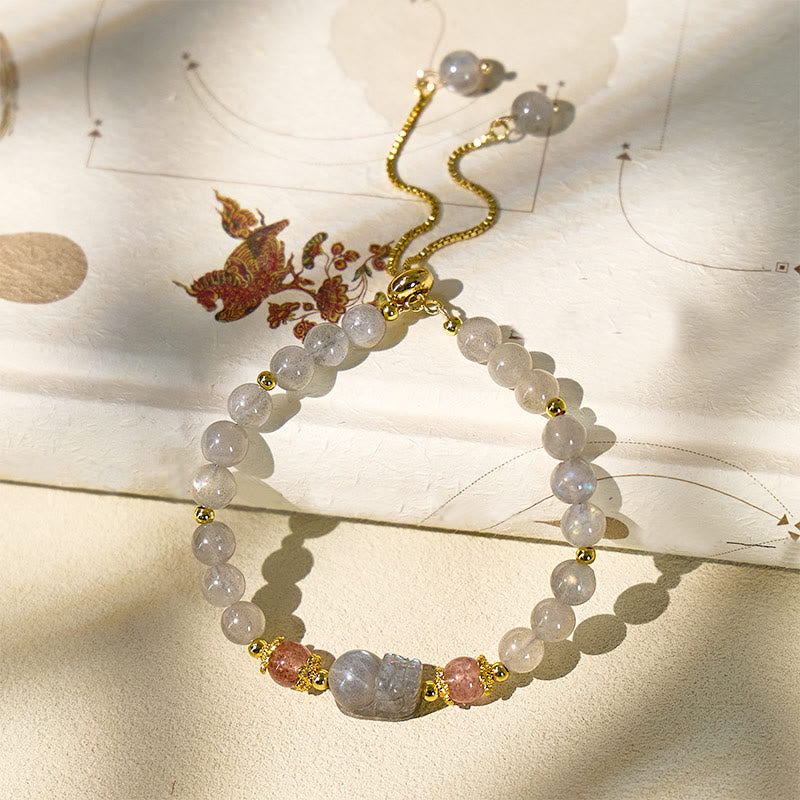 FuAttract Abundance & Healing Crystal Bracelet – Aquamarine, Strawberry Quartz & Pixiu - image 23