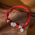 Fuattract Prosperity Braid - Hand-Knotted Fu Charm Silver Pixiu String Bracelet - Red - image 0