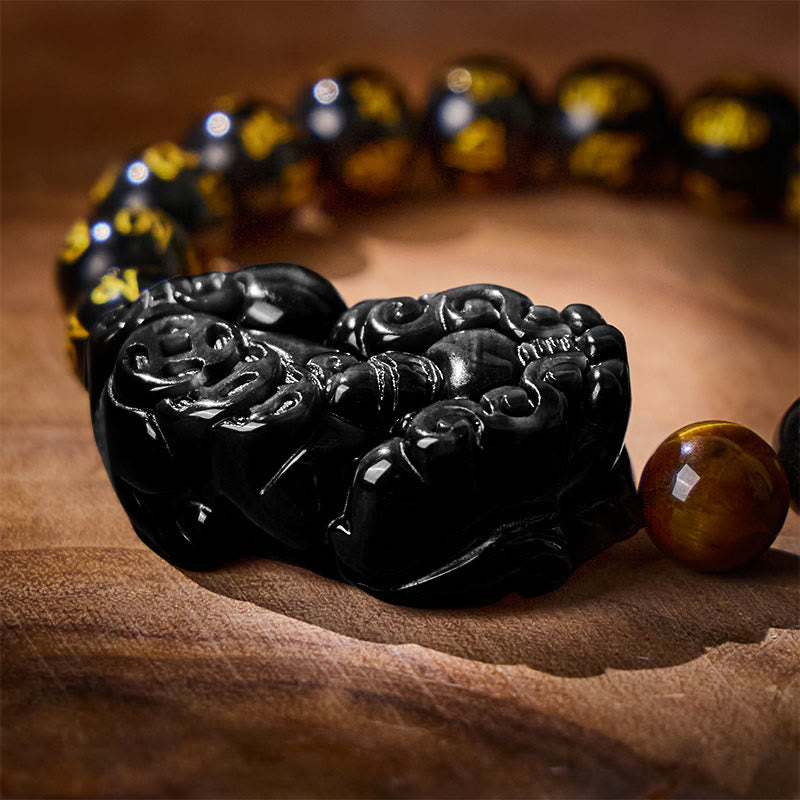 FuAttract Fortune Prism - Natural Rainbow Obsidian Pixiu Wealth Bracelet - image 2