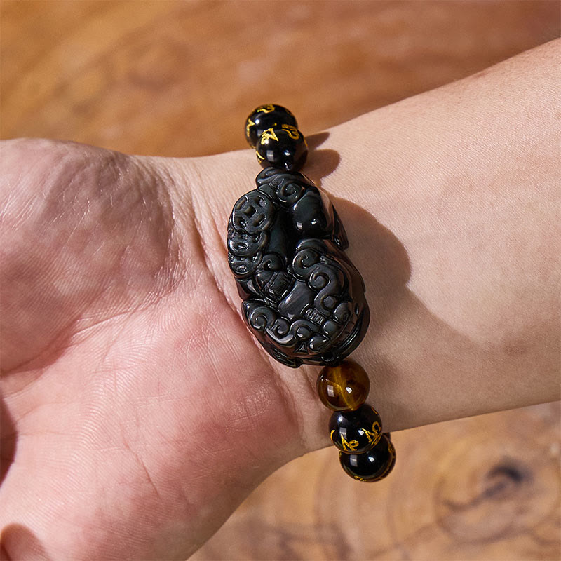 FuAttract Fortune Prism - Natural Rainbow Obsidian Pixiu Wealth Bracelet - image 4