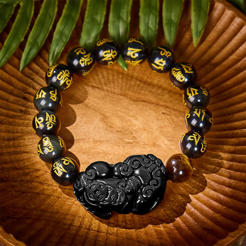 FuAttract Fortune Prism - Natural Rainbow Obsidian Pixiu Wealth Bracelet - 12mm - image 9