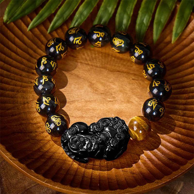 FuAttract Fortune Prism - Natural Rainbow Obsidian Pixiu Wealth Bracelet - 14mm - image 12