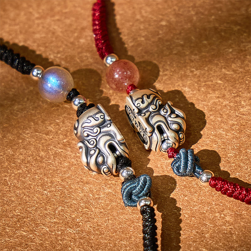 FuAttract Blossom Harmony - Sterling Silver Pixiu Strawberry Quartz Bead Braided Bracelet - image 4