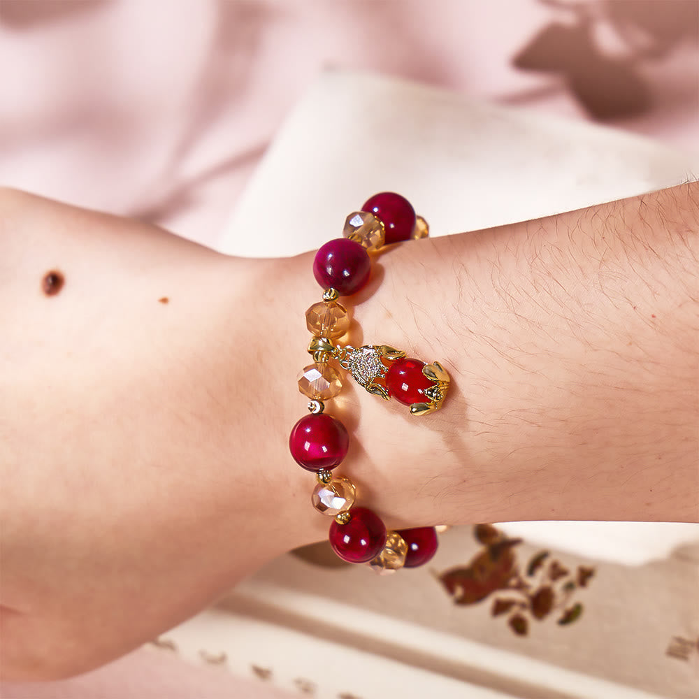 FuAttract Lucky Protection & Prosperity - Red Tiger Eye Stone with Pixiu Pendant Bracelet - image 2