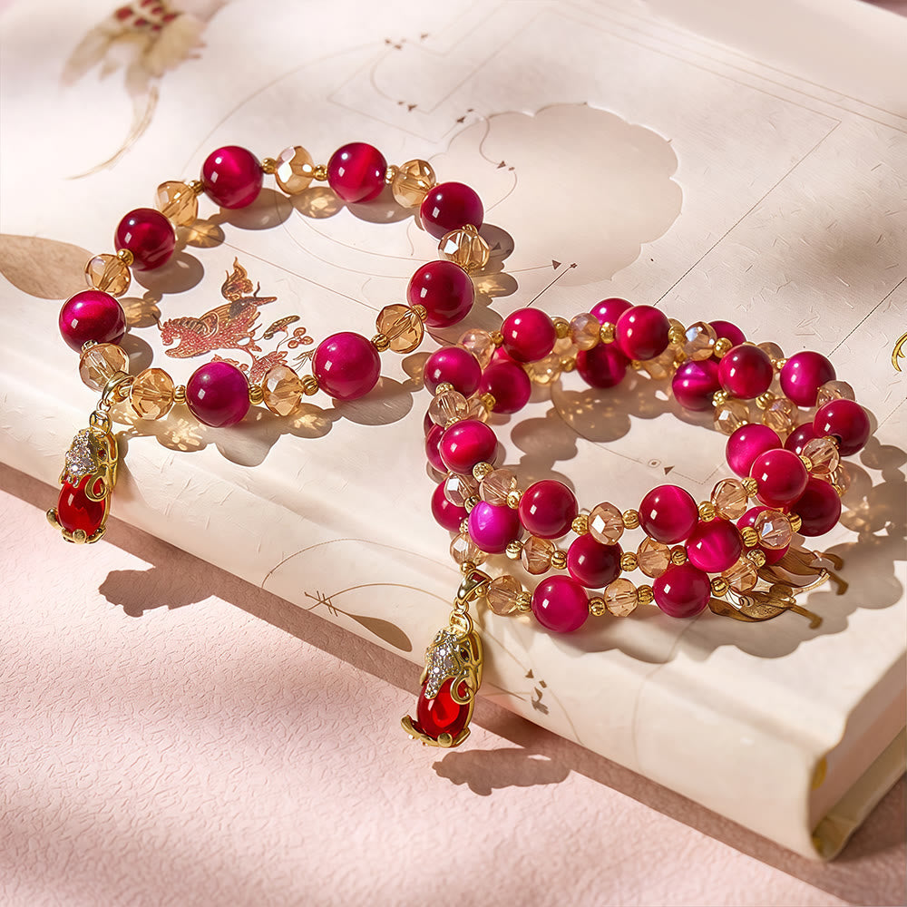 FuAttract Lucky Protection & Prosperity - Red Tiger Eye Stone with Pixiu Pendant Bracelet - image 4