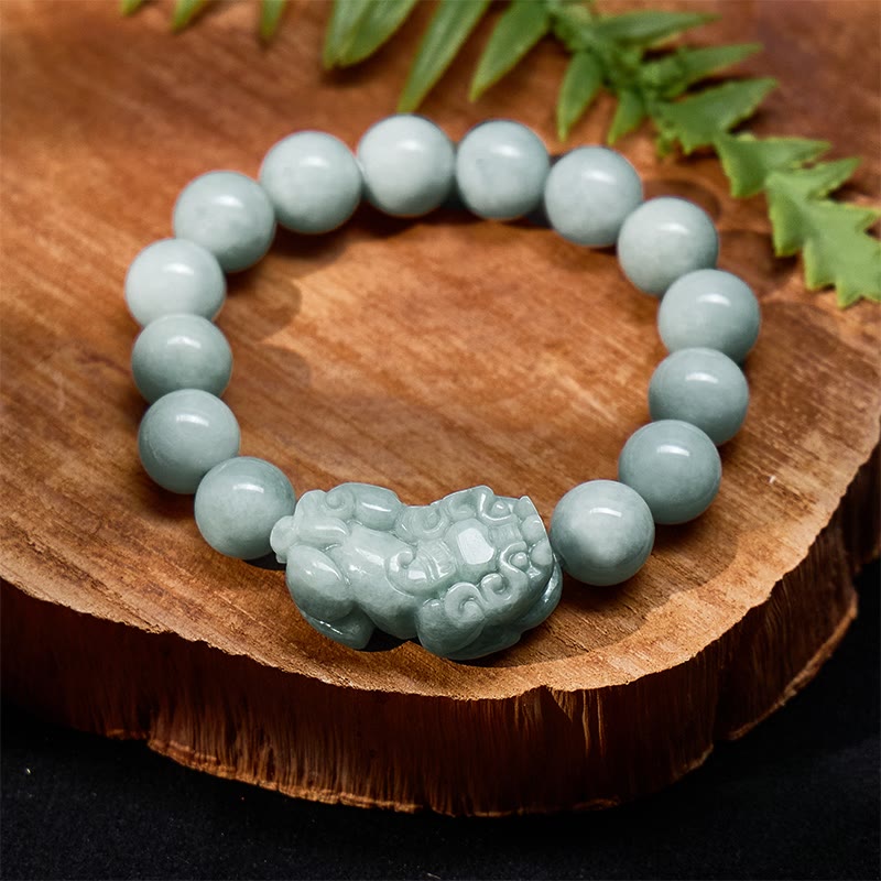 FuAttract Wealth Guardian - Natural Hand-Knotted Jade Pixiu Bracelet - 13.5mm - image 8
