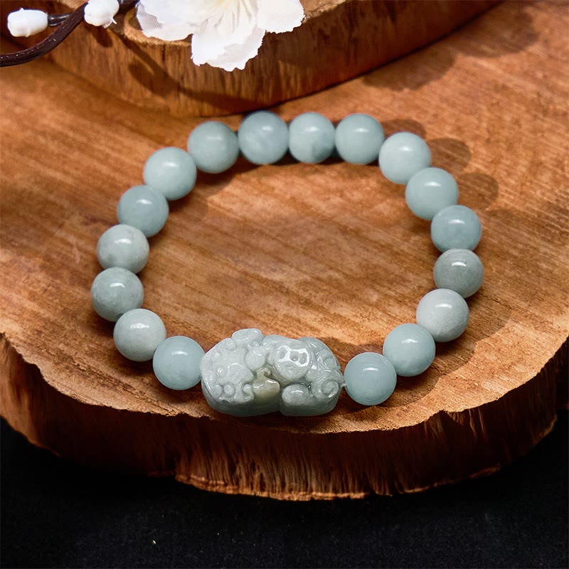 FuAttract Wealth Guardian - Natural Hand-Knotted Jade Pixiu Bracelet - 9mm - image 0