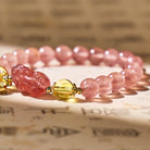 FuAttract Love & Abundance Energy - Strawberry Quartz Citrine FU Character Pixiu Bracelet - image 11