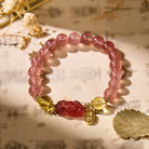 FuAttract Love & Abundance Energy - Strawberry Quartz Citrine FU Character Pixiu Bracelet - image 2