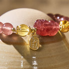 FuAttract Love & Abundance Energy - Strawberry Quartz Citrine FU Character Pixiu Bracelet - image 10