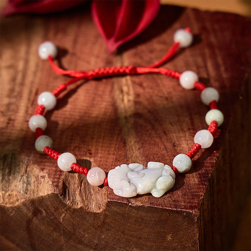 FuAttract Prosperity & Protection – Jadeite Pixiu Red String Bracelet - image 5