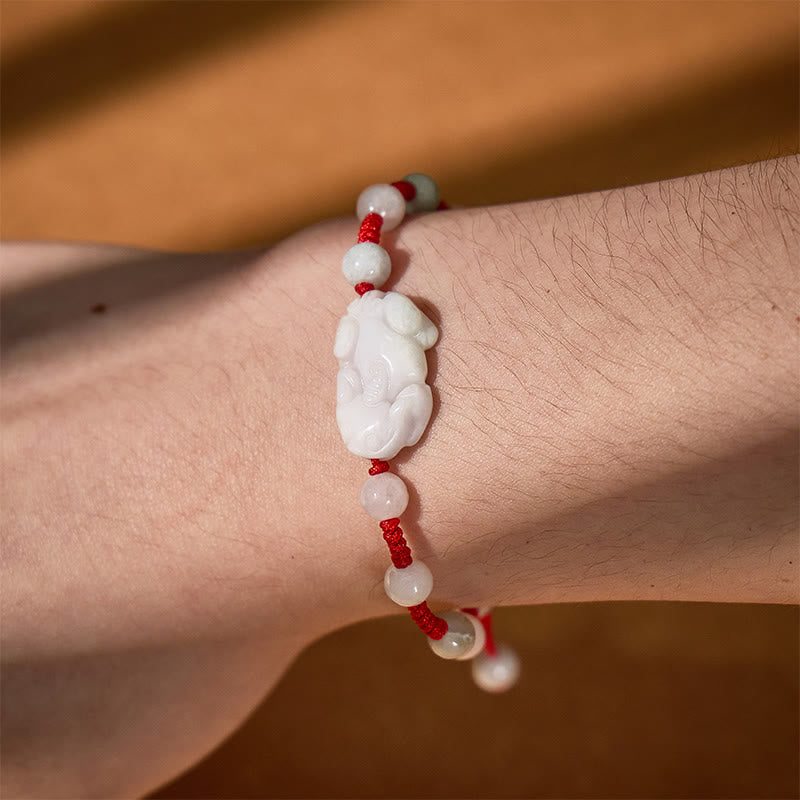 FuAttract Prosperity & Protection – Jadeite Pixiu Red String Bracelet - image 3
