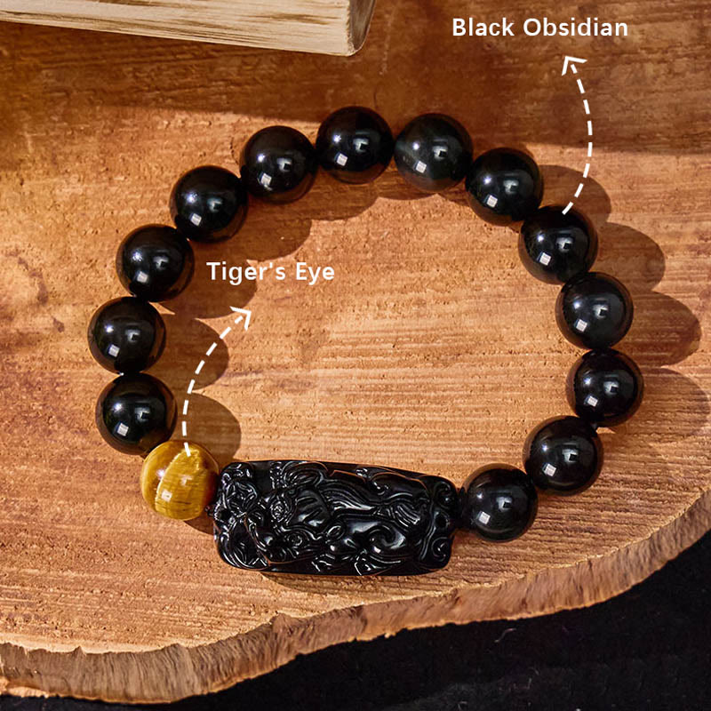 FuAttract Protection & Strength - Tiger Eye & Black Obsidian Pixiu Bracelet(Extra 40% Off | USE CODE: BF40) - image 2