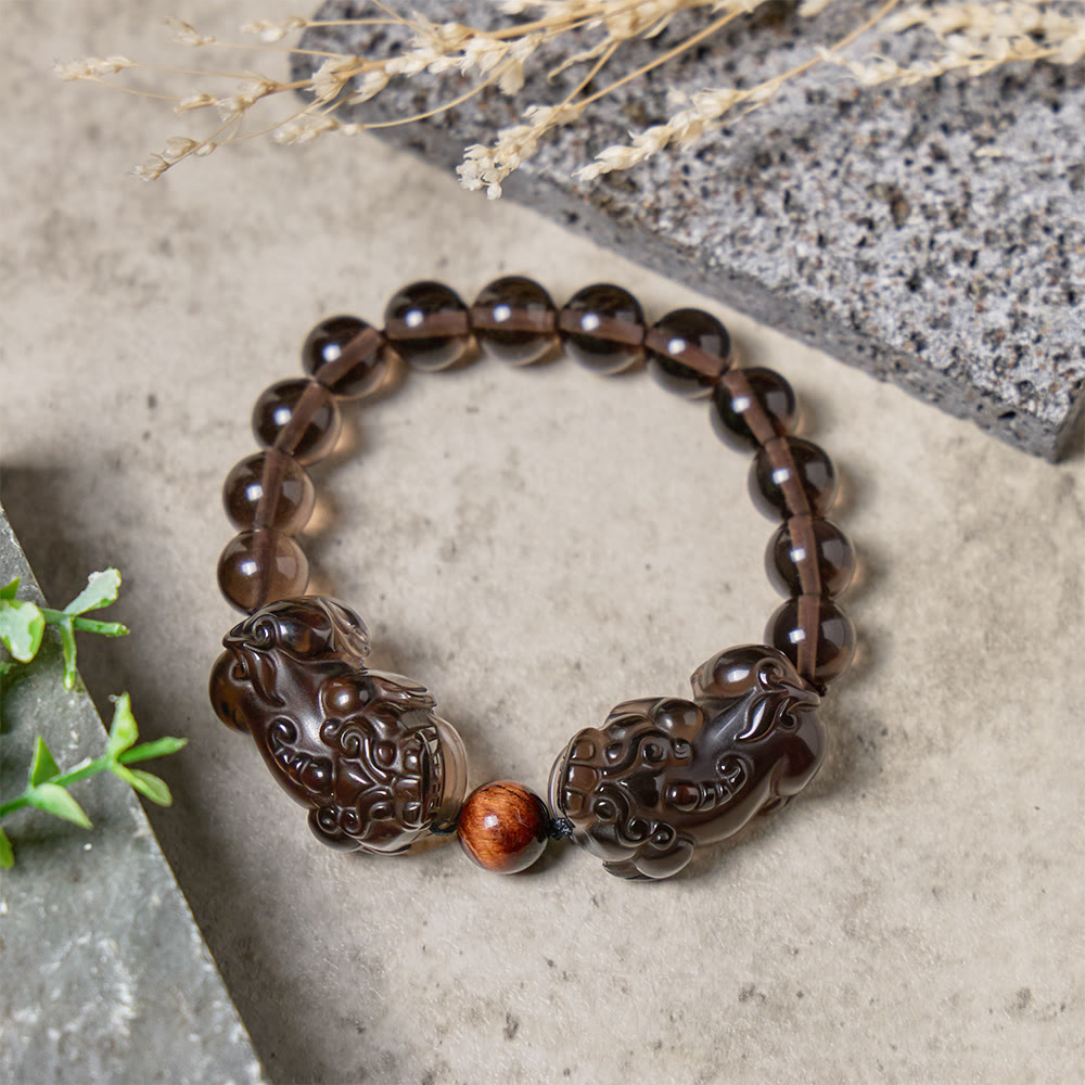 FuAttract Clarity Guard – Focus Fortune & Spiritual Protection Ice Obsidian & Tiger Eye Pixiu Bracelet - 10mm - image 0