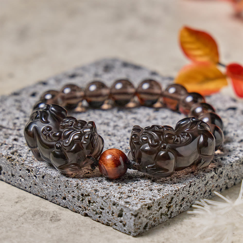FuAttract Clarity Guard – Focus Fortune & Spiritual Protection Ice Obsidian & Tiger Eye Pixiu Bracelet - image 1