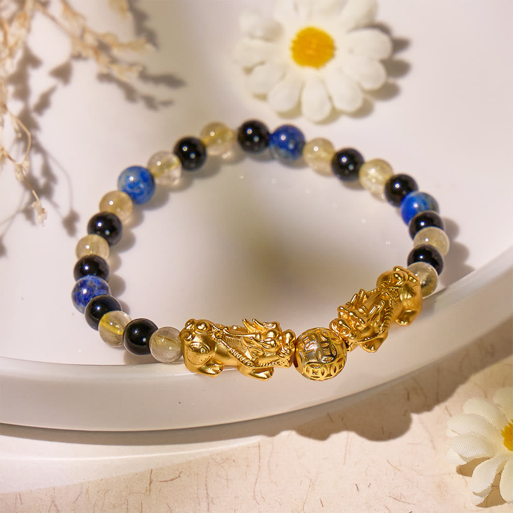 FuAttract Fortune Forge - Black Obsidian Lapis Lazuli Power Bracelet - image 2