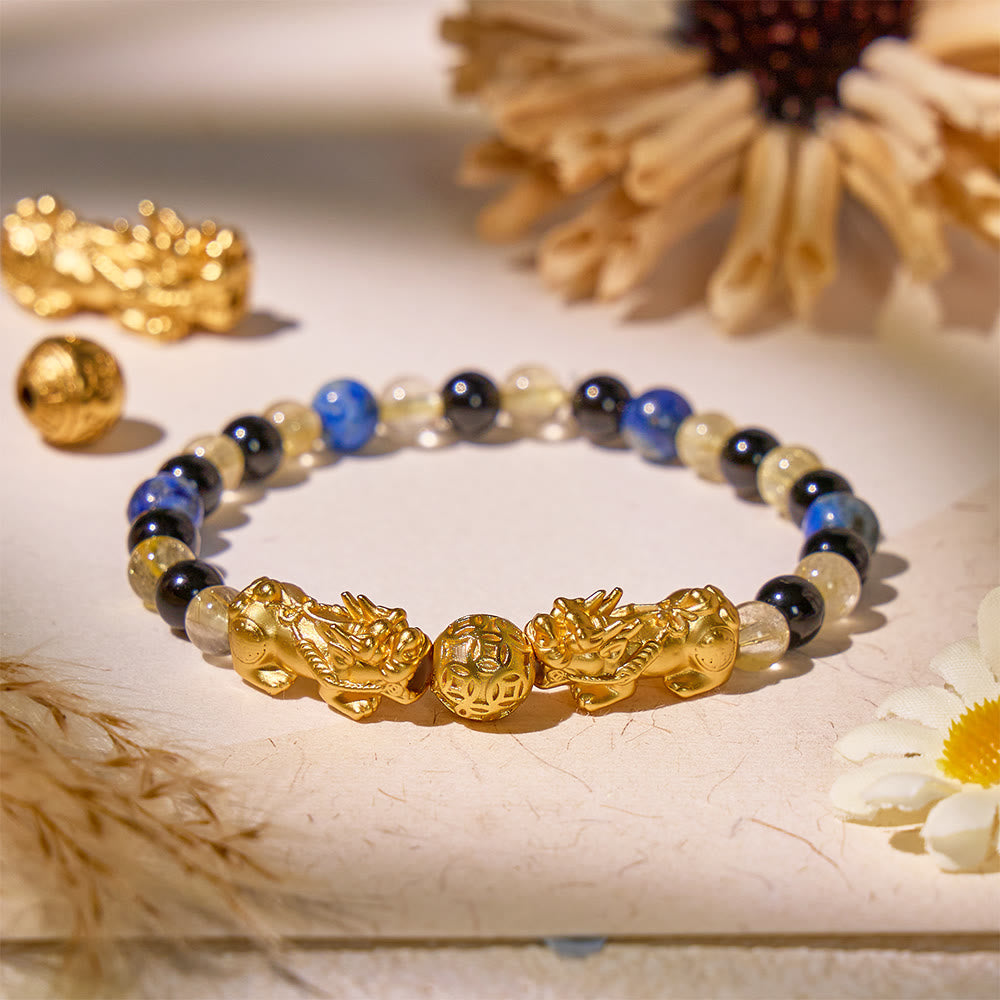 FuAttract Fortune Forge - Black Obsidian Lapis Lazuli Power Bracelet - 6mm - image 0