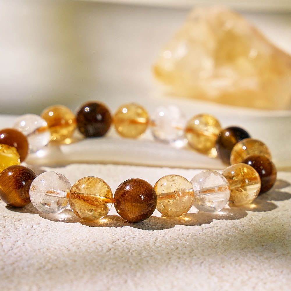 Fortune Guardian - Natural Tiger's Eye Citrine Beaded Pixiu Bracelet - image 5