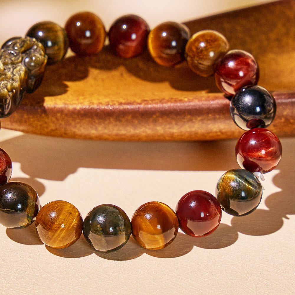 FuAttract Triforce Guardian- Tri-Color Tiger's Eye Power Pixiu Bracelet - image 4