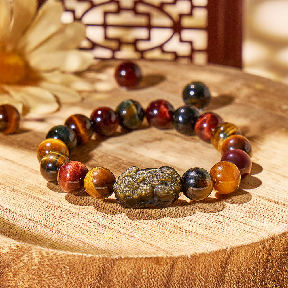 FuAttract Triforce Guardian- Tri-Color Tiger's Eye Power Pixiu Bracelet - image 2