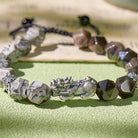 FuAttract Fortune Keeper - Faceted Silver Obsidian & Moss Agate Handwoven Cord Bracelet - image 12