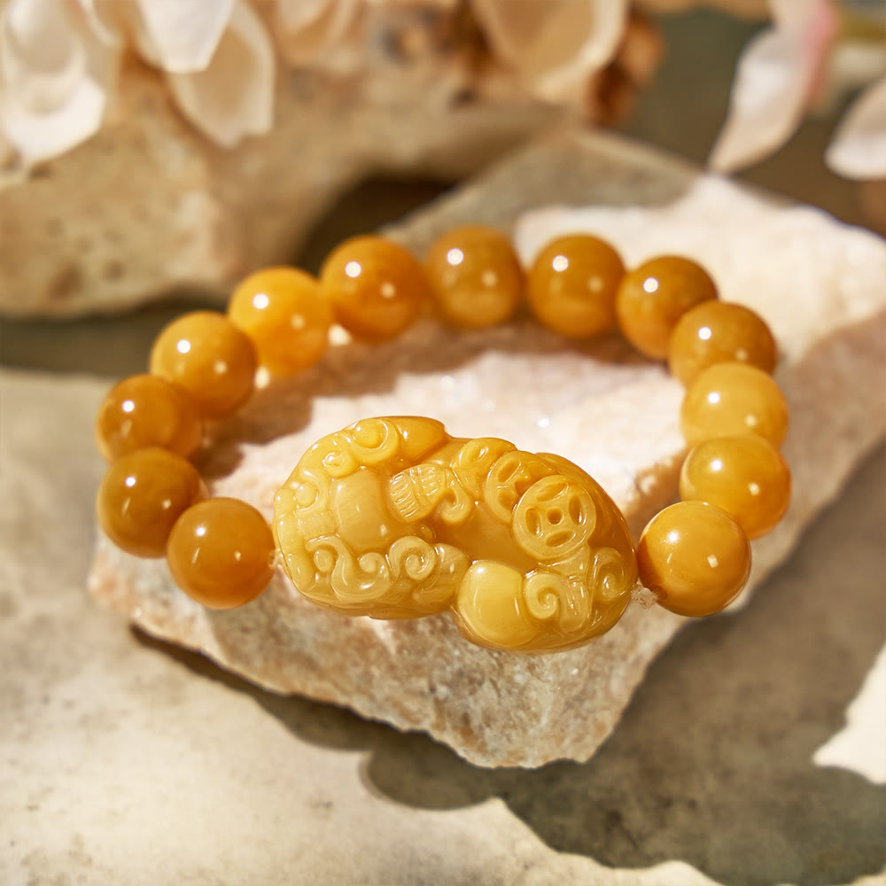 FuAttract Prosperity Flow - Golden Silk Jade Pixiu Bracelet - 13mm - image 10