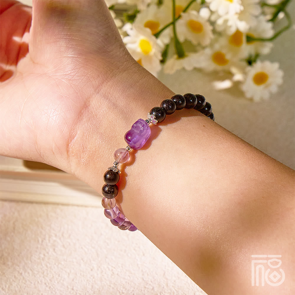 FuAttract Violet Ward - Natural Amethyst Obsidian Protection Bracelet - image 5