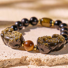 FuAttract Abundance Guardian – Gold Obsidian & Black Obsidian Pixiu Bracelet with Tiger Eye - image 4