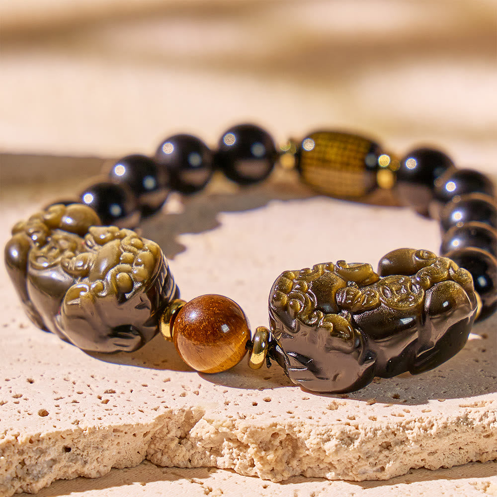 FuAttract Abundance Guardian – Gold Obsidian & Black Obsidian Pixiu Bracelet with Tiger Eye(Extra 50% Off | USE CODE: BF50) - image 4