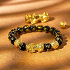FuAttract Abundance & Protection – Black Onyx Om Mani Padme Hum Beads Pixiu Bracelet - 10mm - image 0