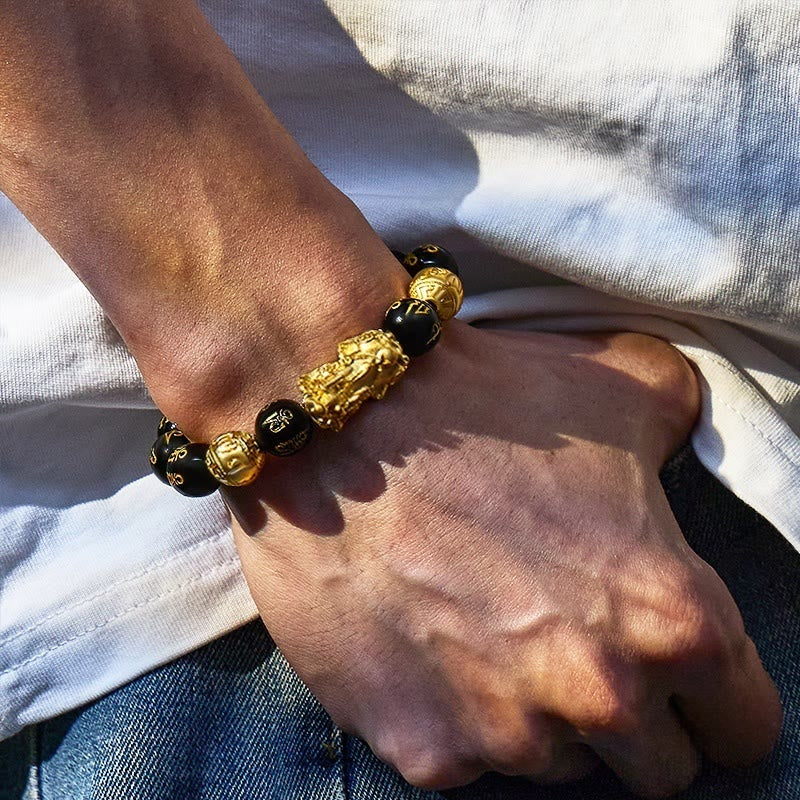 FuAttract Abundance & Protection – Black Onyx Om Mani Padme Hum Beads Pixiu Bracelet - image 14