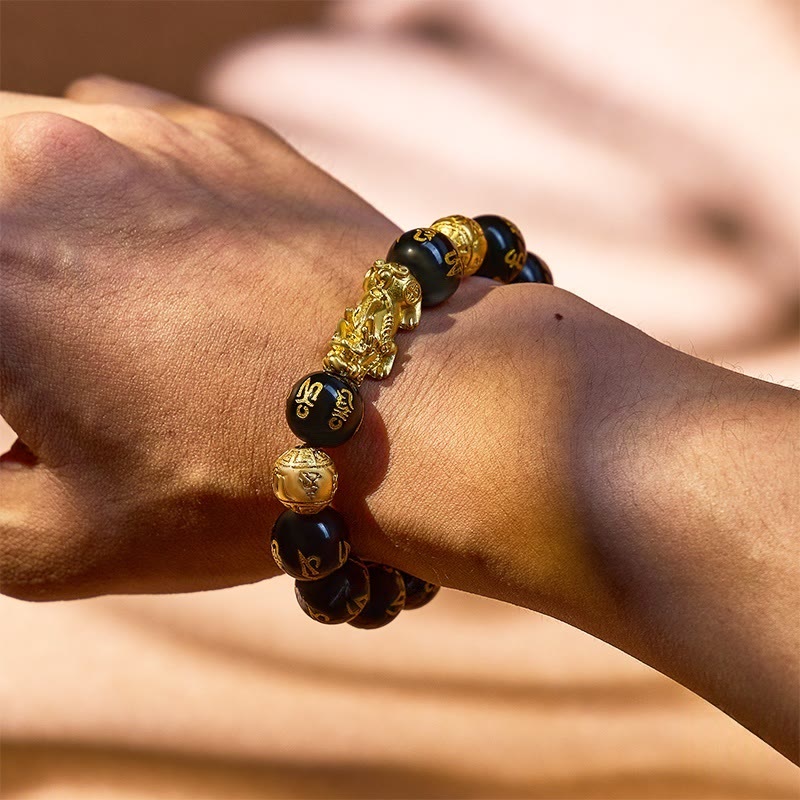 FuAttract Abundance & Protection – Black Onyx Om Mani Padme Hum Beads Pixiu Bracelet - image 15