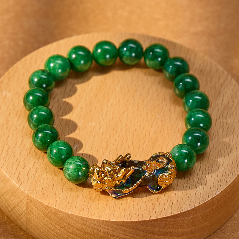 FuAttract Harmony of Fortune Bracelet –  Cyan Jade With FengShui Pixiu - image 2