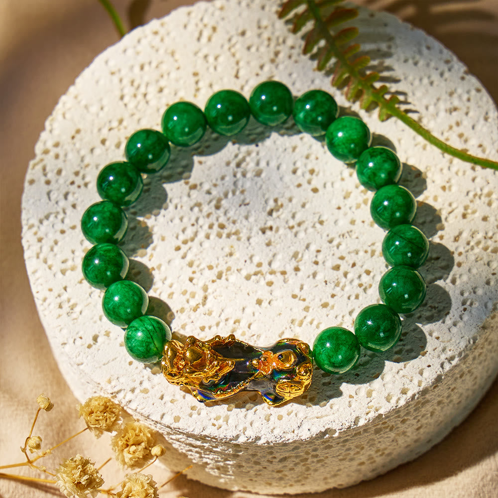 FuAttract Harmony of Fortune Bracelet –  Cyan Jade With FengShui Pixiu - image 2