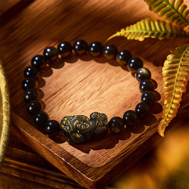 FuAttract Golden Aura Accelerator - Premium Gold Sheen Obsidian Pixiu Bracelet - image 1