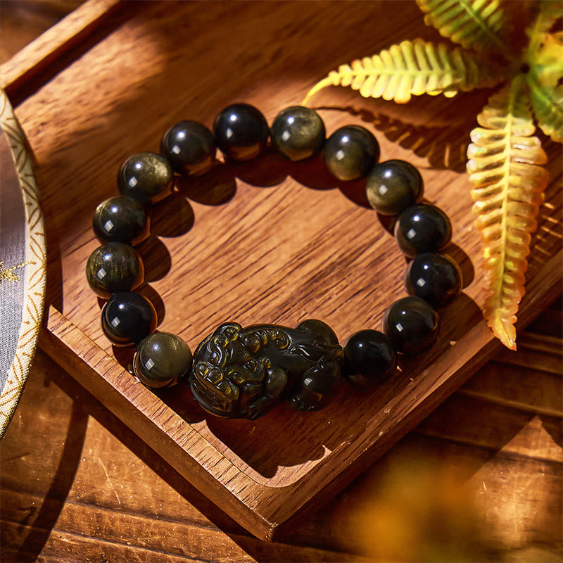 FuAttract Golden Aura Accelerator - Premium Gold Sheen Obsidian Pixiu Bracelet - 12mm - image 13