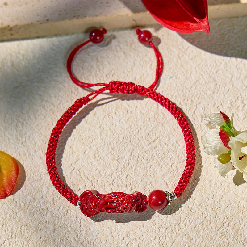 FuAttract Protective Power – Handcrafted Cinnabar Pixiu Braided Bracelet - image 2