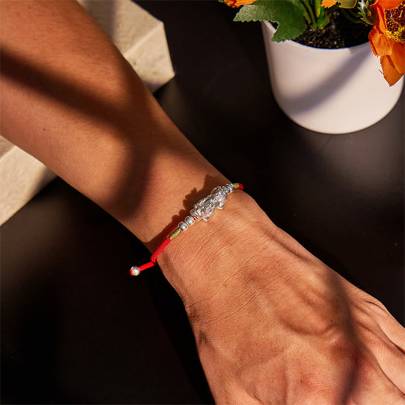 FuAttract Destiny Braider - Silver Pixiu Adjustable Handwoven Red String Bracelet - image 11